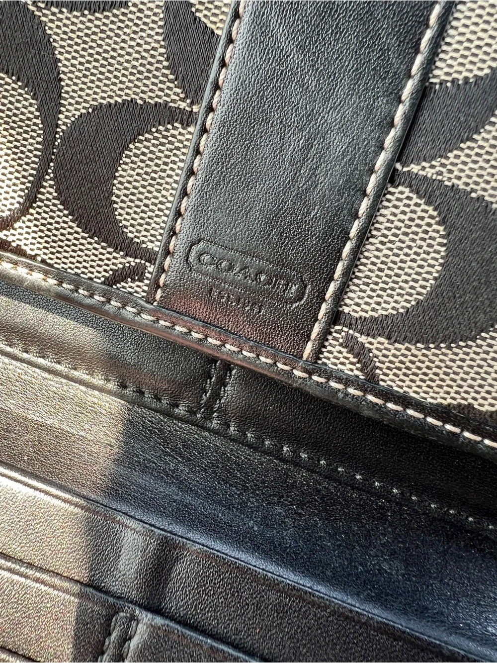 Coach Black & Gray Signature Continental Wallet